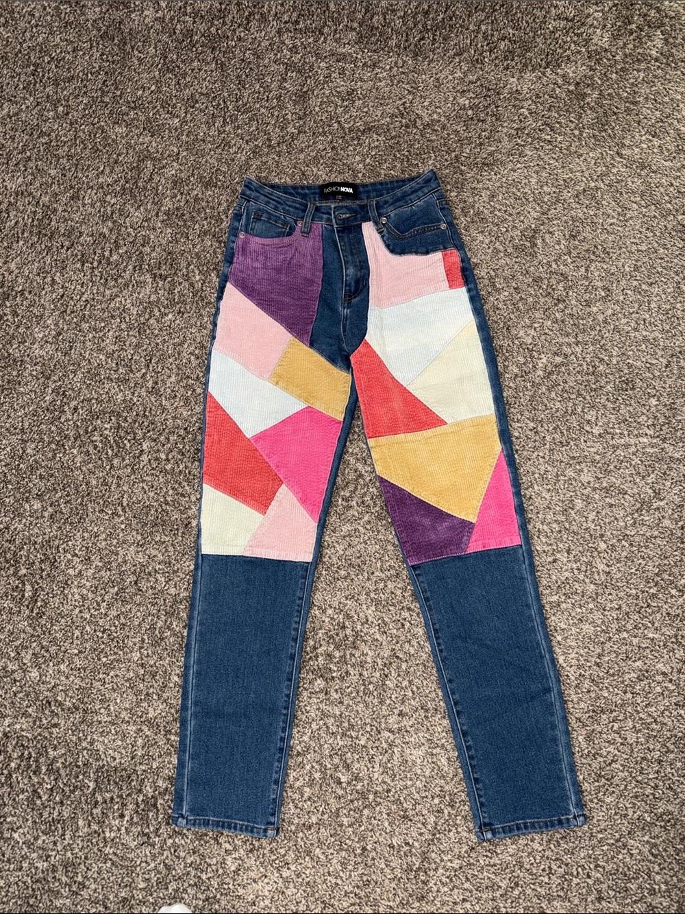 Fashion Nova Patchwork Skinny Jeans in Multicolor